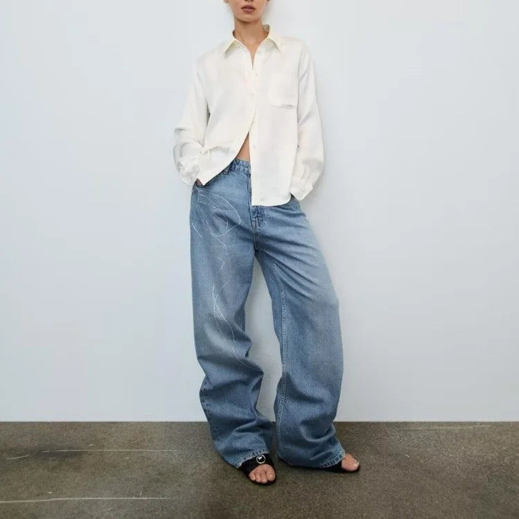 New Fashionable style high waist straight jeans For Women