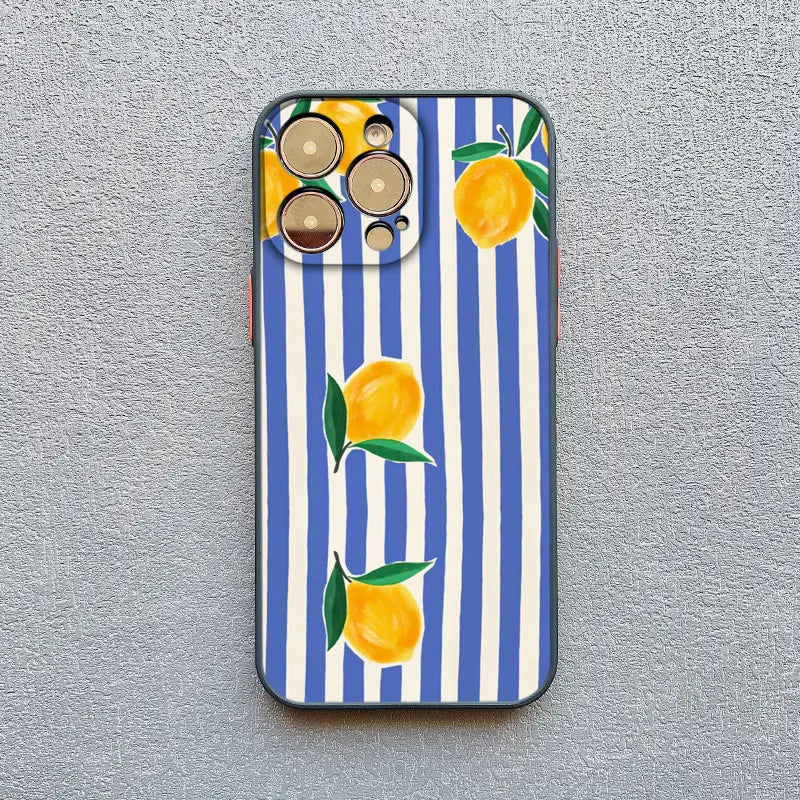 Fresh Summer Fruit Lemon Cherry Phone Case For iPhone 17 13 12 Mini 11 Pro Max Cases 16 15 14 Pro Max Plus XR XS X Back Cover