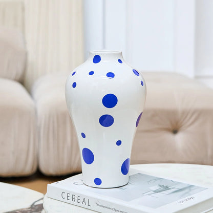 Modern Style Vase Blue Ceramic for Home Decoration