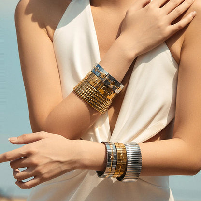 New Gold Plated Stainless Elastic Bracelet For Women