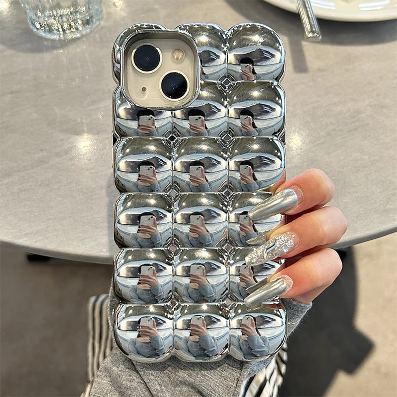 Cute Stylish Bread Chocolate Block 3D Phone Case For iPhone 14 13 12 15 16 Pro Max 11 Glossy Protective Cover