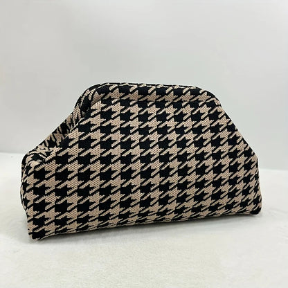 New high-end multi-functional knitted houndstooth Shoulder bag