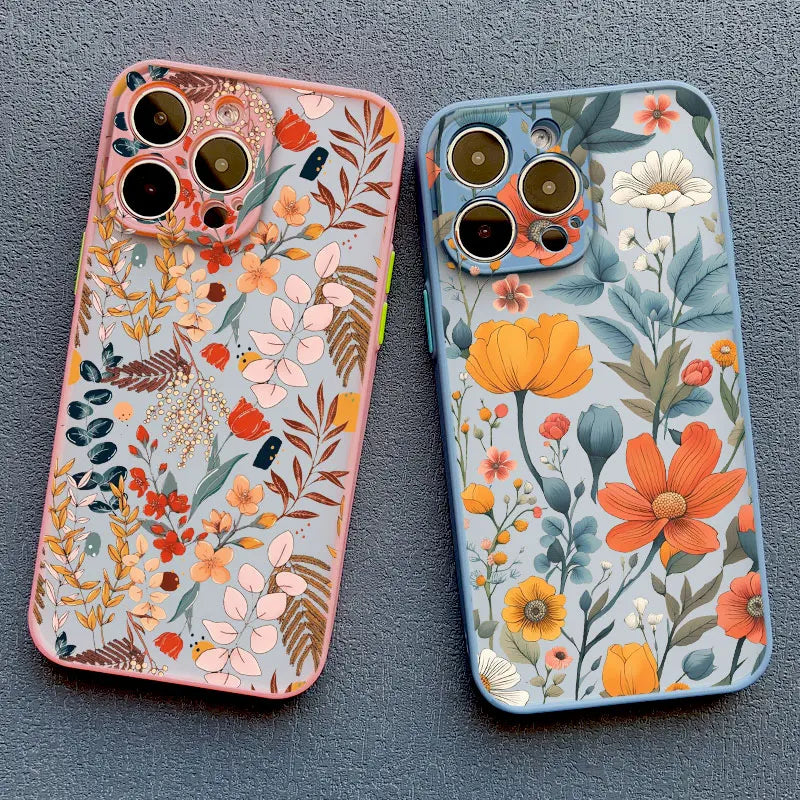 Elegant Pink Purple Flower Phone Case For iPhone 16 17 15 14 13 12 11 Pro Max Covers Mini  7 8 Plus XS X XR