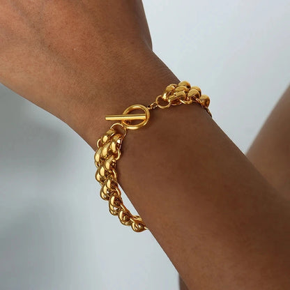 1pc Punk Gold Plated  Steel Bracelets for Women Jewelry