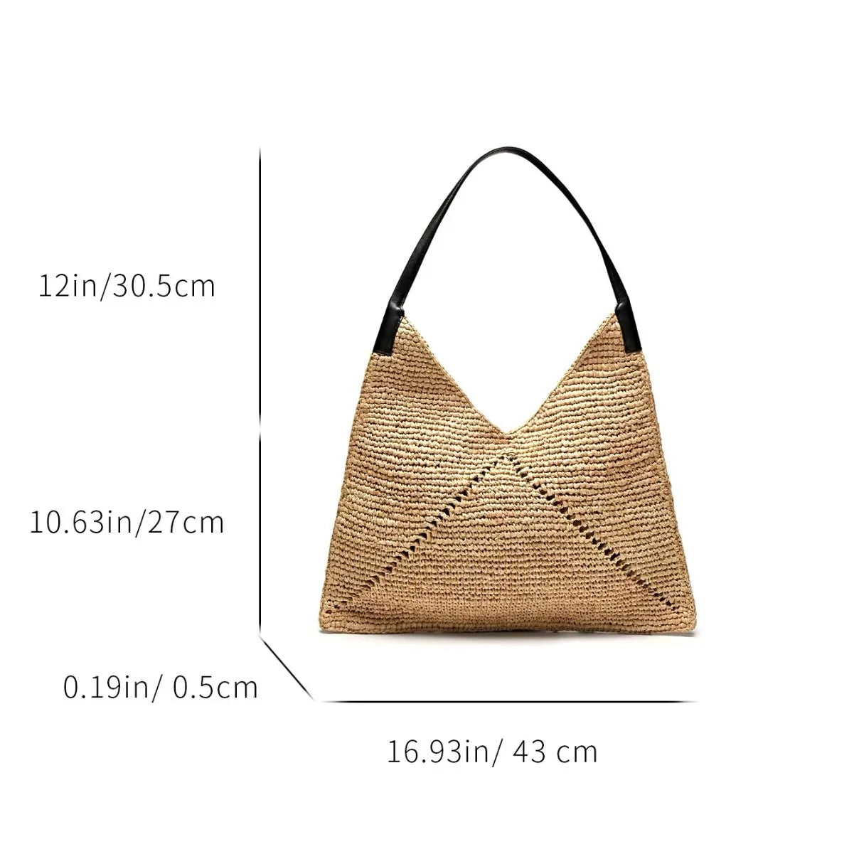 large Raffia straw shoulder bag women handmade oversized