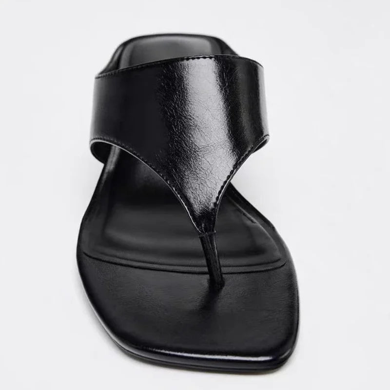 Fashion Brand High Heels Slippers Women Square Toe