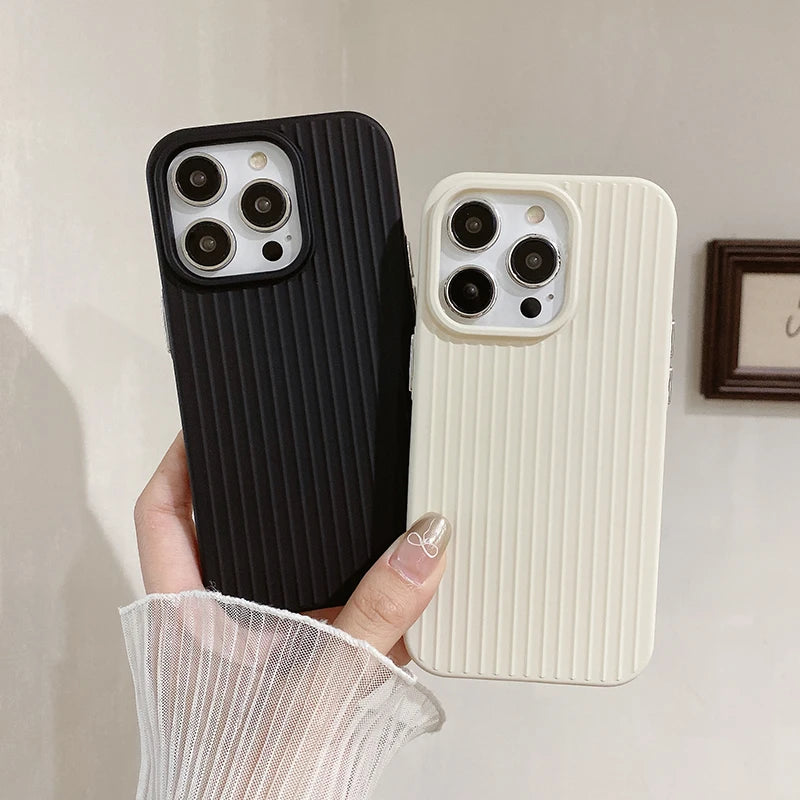 Candy Color Fashion Stripe Soft Silicone Case For iPhone 16 15 14 13 12 11 Pro Max 16 Plus