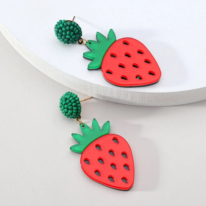 Earrings For Women Acrylic Fruit Lemon Pitaya Strawberry Big Dangle