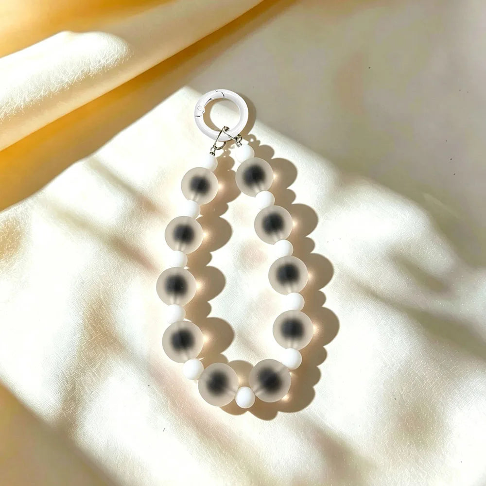 Jelly Colorful Acrylic Beaded Phone Charm Strap Frosted Style Wristlet Lanyard Keychain Pendant for Phone Case Bag Accessories