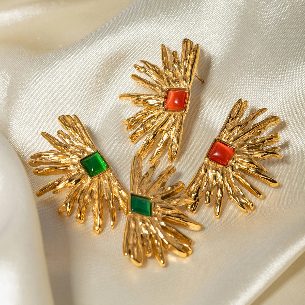 Geometric Waterproof Gold Plated Stainless Earrings