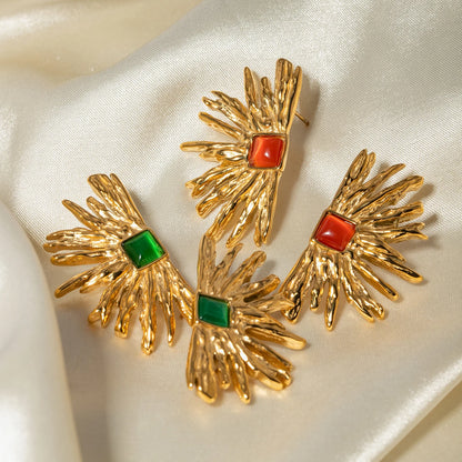 Geometric Waterproof Gold Plated Stainless Earrings