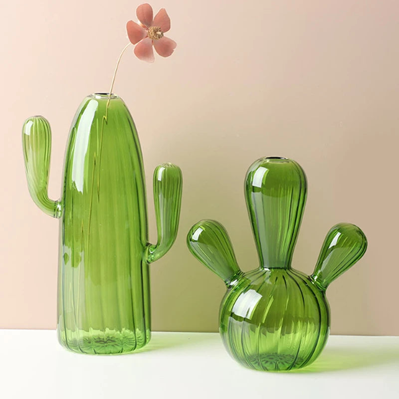 Cactus Glass Vase Small Glass Decorations