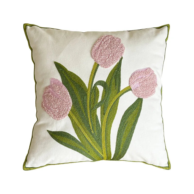 Wind Tulip Pillow Living Room Sofa Pillow Bedhead Waist Pillow Pink Cute Pumpkin Home