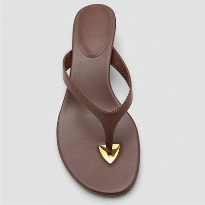 Heel Flip Flops Women High Heeled Sandals Brown
