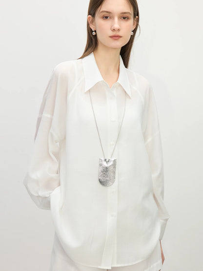 Three Color Acetate Silhouette Loose Physical Sun Protection Shirt For Women