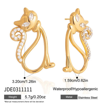 Classic Elegant Cat Pendant Necklace For Women 18K Gold Plated Stainless Steel Waterproof