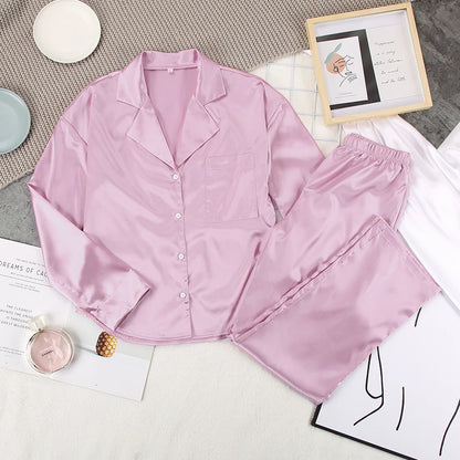 Purple Home Satin Pants Suits Sleepwear Women