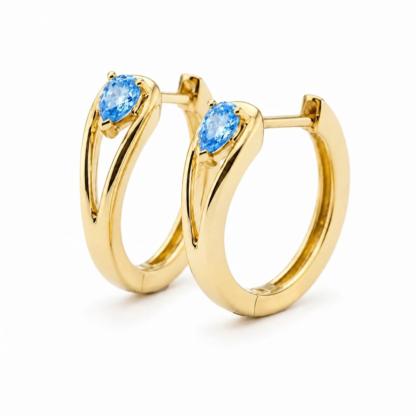 Statement Women Hoop Earrings Pave Waterdrop Cubic Zirconia Gold Color Waterproof Earrings