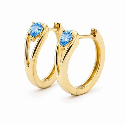 Statement Women Hoop Earrings Pave Waterdrop Cubic Zirconia Gold Color Waterproof Earrings