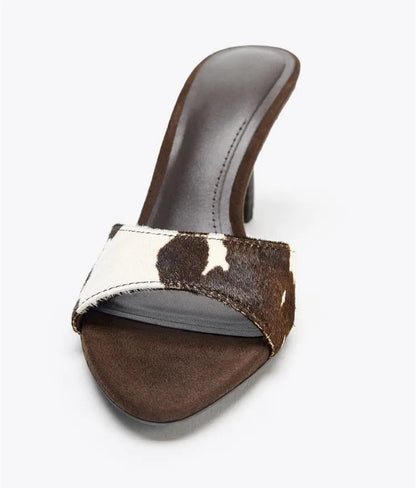 Faux Fur Slippers for Women Animal Printed