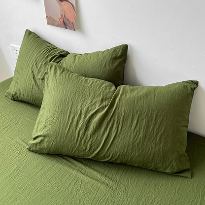 Solid color Duvet Cover set with Pillow Case Bed Sheet Olive Green
