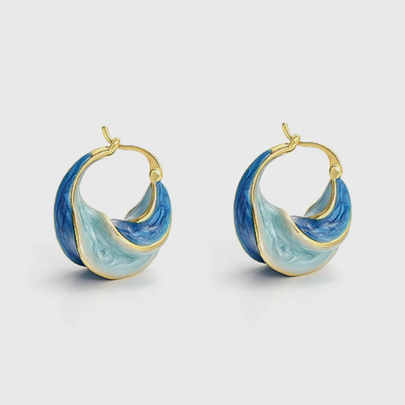 Elegant Metal Blue Clip On Twisted Hoop Earrings For Women