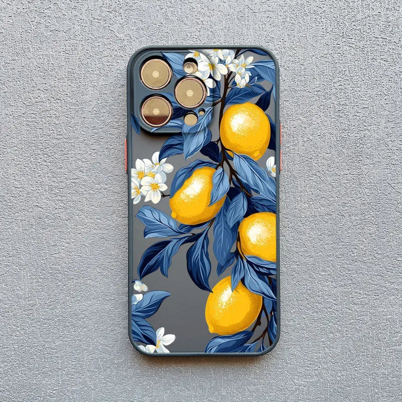 Retro Fruit Lemon Phone Case For iPhone 16 15 14 Pro Max Plus 13 12 11 Pro Max Mini X XS XR 7 8 Plus SE2