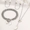 Steel Jewelry Set Tassel Earrings Double Chain Bracelet Star Moon For Women