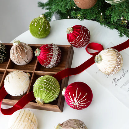 4 Christmas painted velvet Christmas ball ornaments for Christmas tree