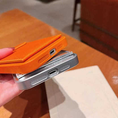 Stylish Card Slot Bag Holder Leather Texture Case For iPhone 16 Pro Max 15 13 14 Shockproof Wallet Cover