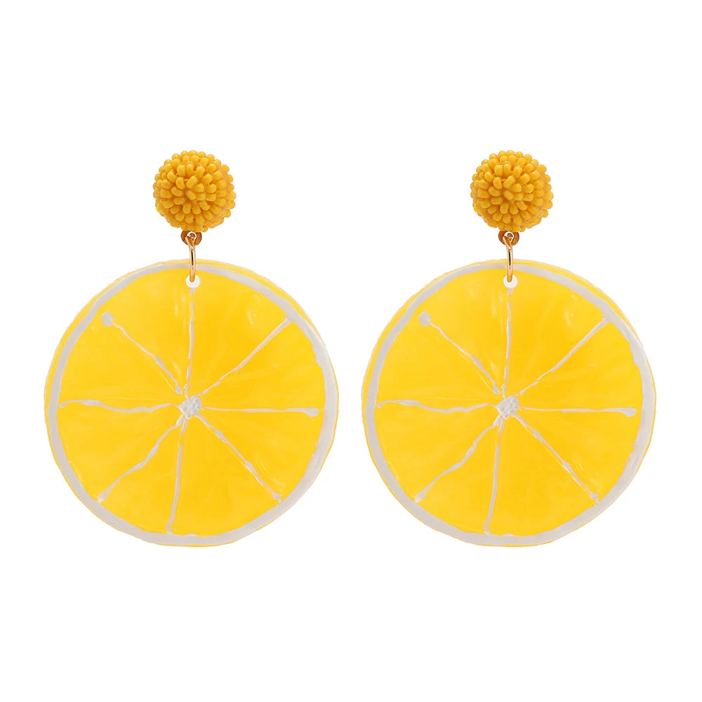 Earrings For Women Acrylic Fruit Lemon Pitaya Strawberry Big Dangle