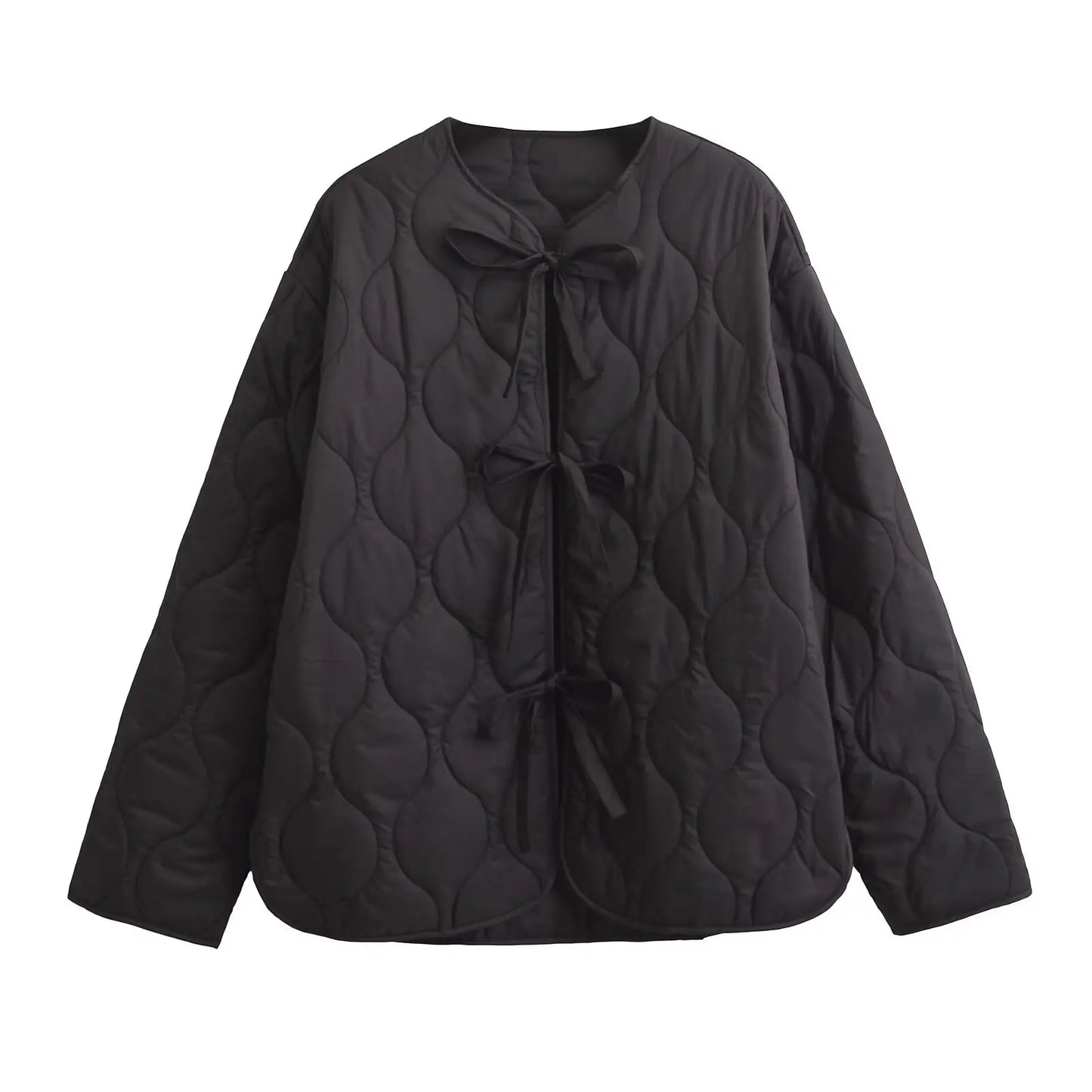 Elegant Casual and versatile neck bow Tie cotton Jacket For Women