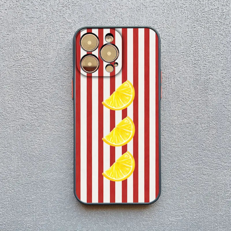 Fresh Summer Fruit Lemon Cherry Phone Case For iPhone 17 13 12 Mini 11 Pro Max Cases 16 15 14 Pro Max Plus XR XS X Back Cover