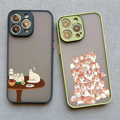 Stacked Cat Phone Case for iPhone 16 15 14 13 12 11 Pro Max 13 12 Mini X XR XS 7 8 Plus Matte Cover Girls Cute Gifts Phone Shell