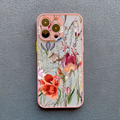 Elegant Pink Purple Flower Phone Case For iPhone 16 17 15 14 13 12 11 Pro Max Covers Mini  7 8 Plus XS X XR