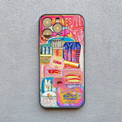 Fish Funny Sardines Phone Case For iPhone 17 14 13 12 Mini 11 Pro Max 16 15 Pro Max Plus XR XS X Matte Shockproof Back Cover