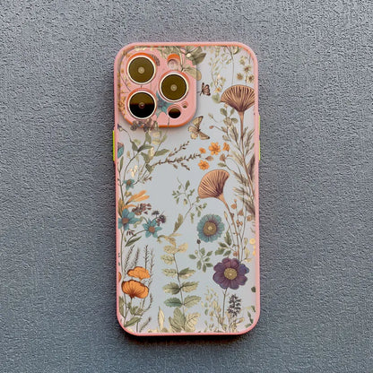 Elegant Pink Purple Flower Phone Case For iPhone 16 17 15 14 13 12 11 Pro Max Covers Mini  7 8 Plus XS X XR