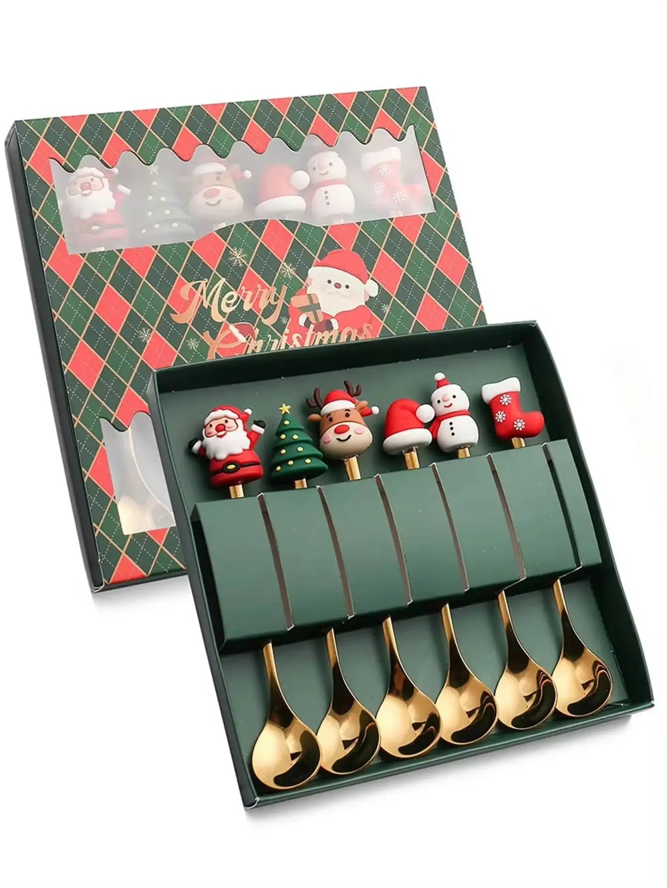 Christmas Set Stainless Steel Creative Cartoon Knife Fork Spoon 2/4/6pcs Set Holiday