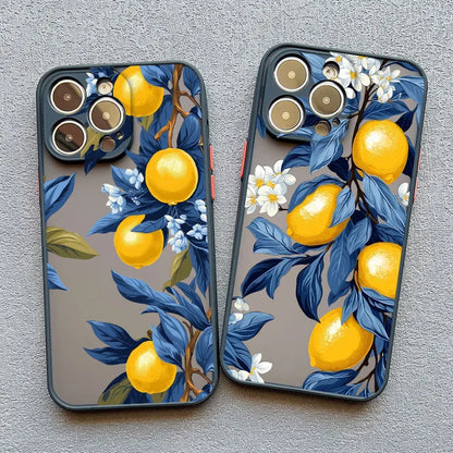 Retro Fruit Lemon Phone Case For iPhone 16 15 14 Pro Max Plus 13 12 11 Pro Max Mini X XS XR 7 8 Plus SE2
