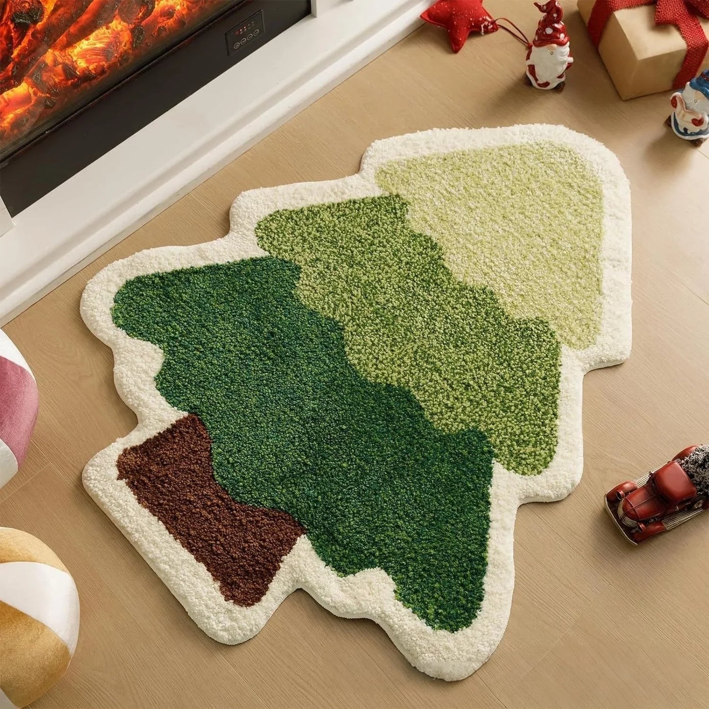 Cartoon Christmas Tree Wool-like Carpet Soft Rugs