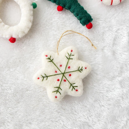 Christmas Mini Cute Wool Felt Heart Snowflake Pendant Christmas