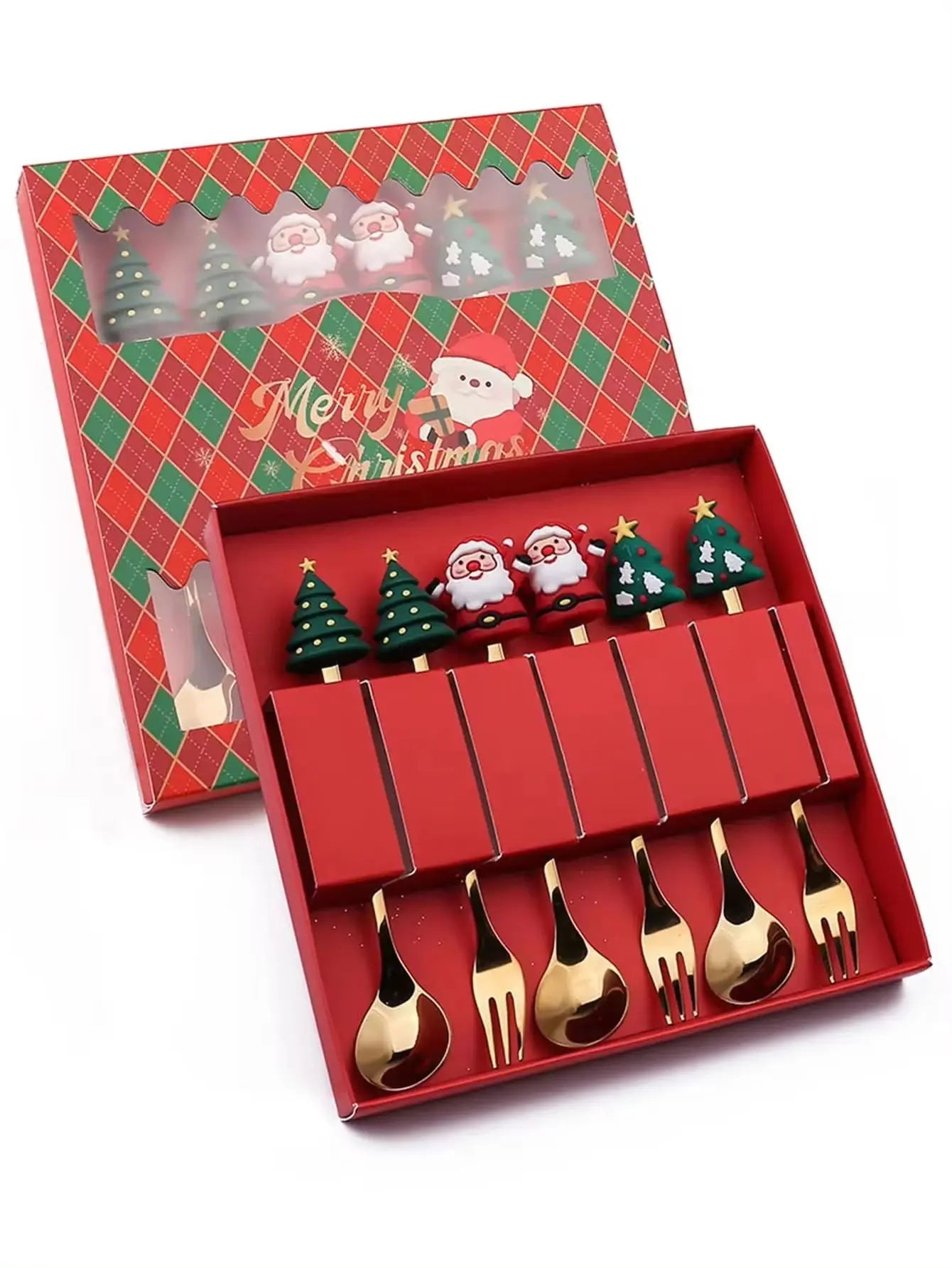 Christmas Set Stainless Steel Creative Cartoon Knife Fork Spoon 2/4/6pcs Set Holiday