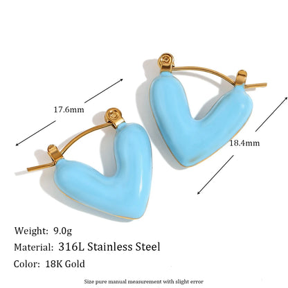 Enamel Asymetric Love Twisted Earrings Colorful 18K Gold Plated  316L Stainless Steel Ear Jewelry