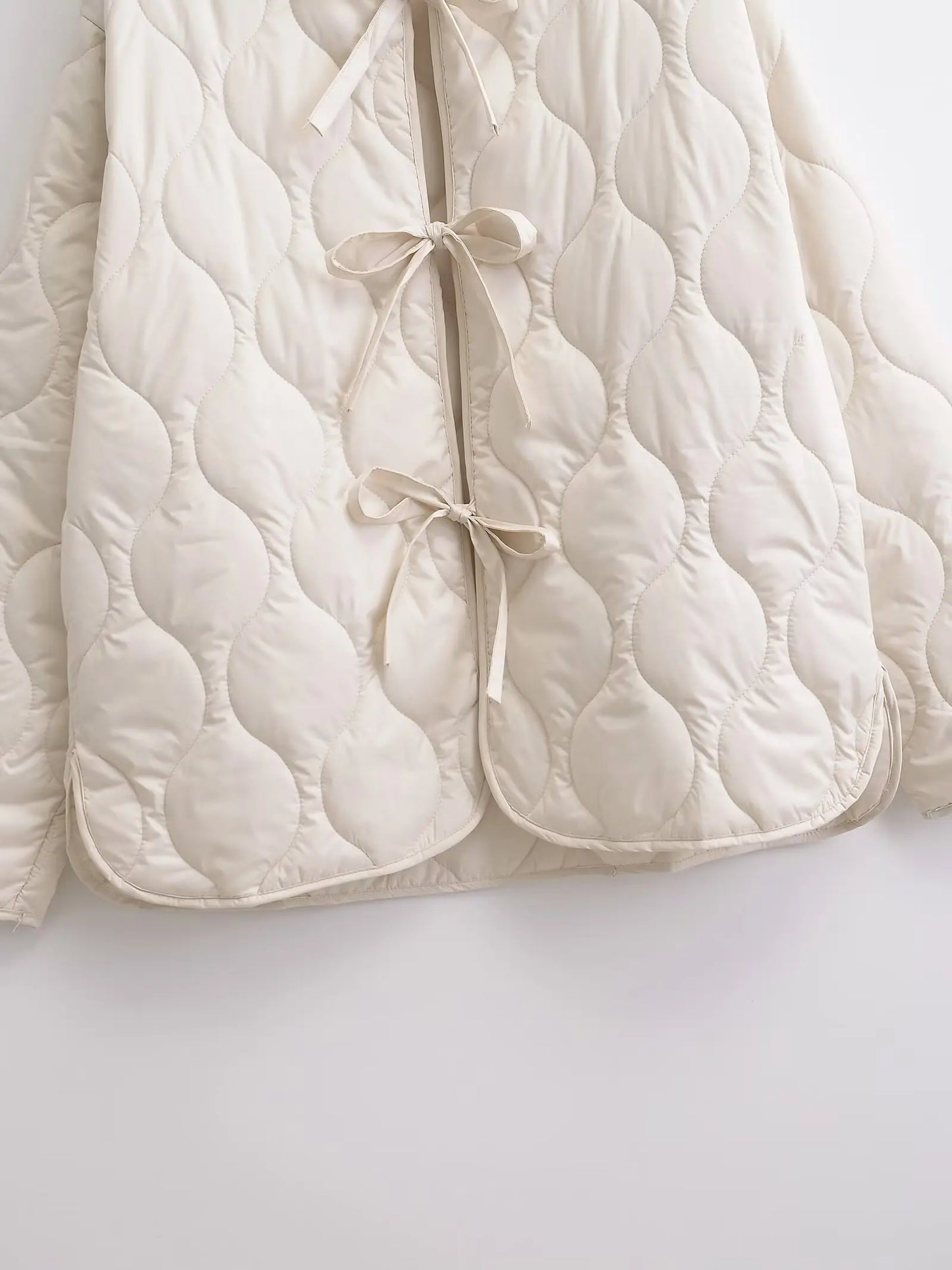 Elegant Casual and versatile neck bow Tie cotton Jacket For Women
