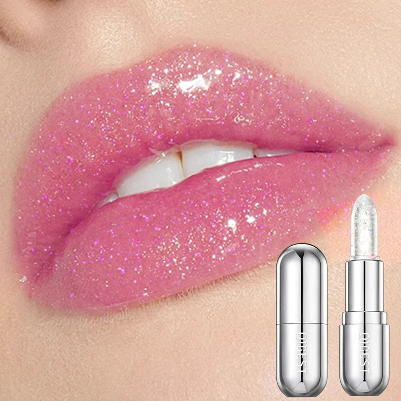 Glitter Lipstick Lip Balm Color Change Transparent Moisturizing Crystal