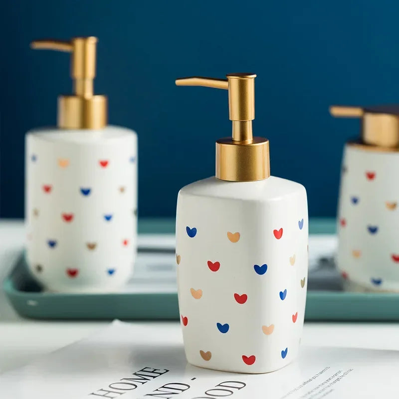 Cute Heart Print ceramic Bathroom Accessories