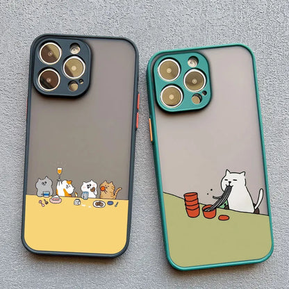 Stacked Cat Phone Case for iPhone 16 15 14 13 12 11 Pro Max 13 12 Mini X XR XS 7 8 Plus Matte Cover Girls Cute Gifts Phone Shell