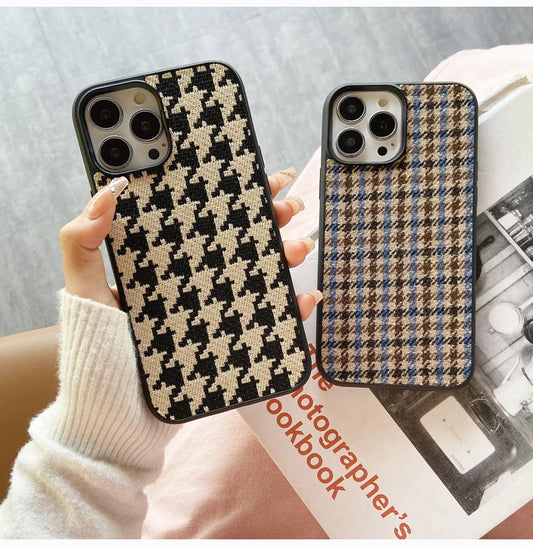 Luxury Diverse Fabric Phone Case, Plaid, Leopard Print, Light, Advanced Fashion, iPhone 16 ,15, 14 Plus, 13, 12, 11 Pro Max