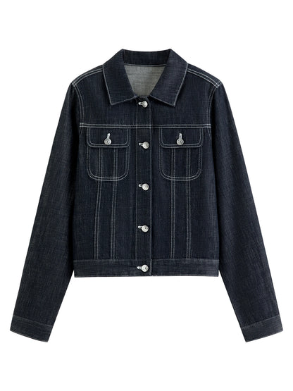 Vintage Denim Jacket Jeans Set Slim Trucker Coat Straight Leg Jeans Co-ord for Retro Street Chic Style