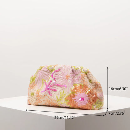 Clutch Bag,Sequin Bag,Floral Pop,Embroidery Bag,Gala Night,Party Outfits,Prom Bag,Wedding Items,Elegante,Gifts,Random Pattern